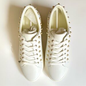 STUART WEITZMAN Tillie Faux Pearl-Studded Leather Sneakers Sz 9.5 US/40 EU NWT